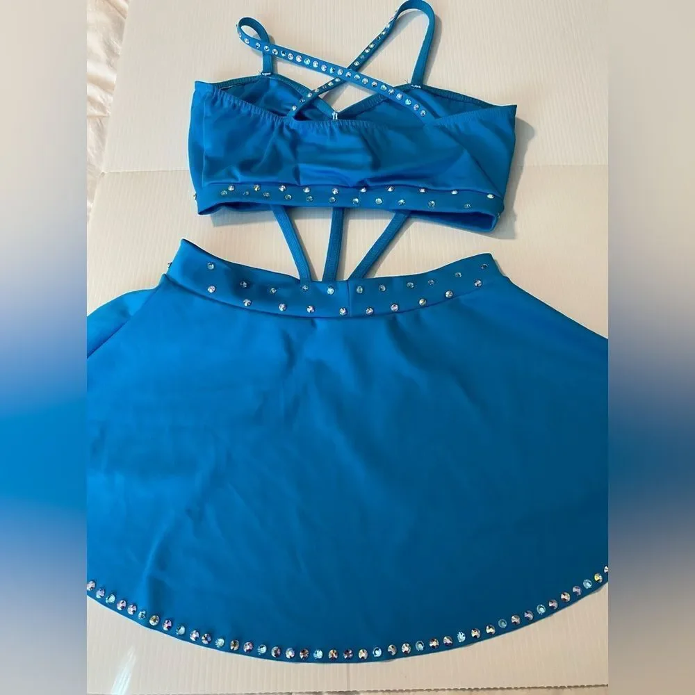 Kelle solo dance costume aqua blue custom sassy jazz 2907 Pretty Girls MA